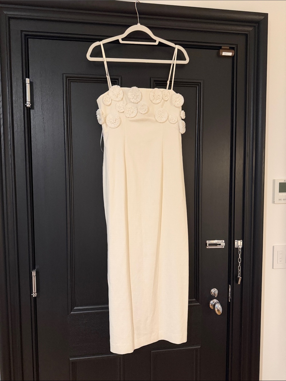 Clea Delilah Dress - White Midi Dress with Floral Appliqués